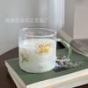 Vaso de agua para el hogar pintado a mano con grafiti, vidrio con asa, taza de desayuno de aspecto elegante, vidrio borosilicato, vaso para leche