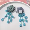 Versión coreana de la nueva tela de gasa con flecos y lentejuelas, borde quemado, flor de gasa, material para pasador de pelo Joker tejido a mano, accesorios para el cabello, venta al por mayor
