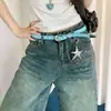 Cinturón Azul Y2K Dulce Fresco de Estrella para Mujer, Diseño Tejido de Nicho, Estilo Chica Picante, Combinado con Jeans, Decoración de Cinturón