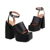 Sandalias de tacón alto para mujer de talla 35-43, talla grande europea y americana, tacón cuadrado con hebilla, puntera cuadrada, plataforma impermeable, sandalias de verano para mujer