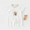 Ropa de Bebé Jingqi Verano Algodón Puro Delgado Mameluco para Recién Nacidos y Niños Pequeños, Mameluco de Mariposa con Abertura Lateral que Protege la Barriga