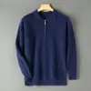 Suéter de Lã Tricotado Grosso com Gola Polo e Meio Zíper Bai Cai Rong Masculino Outono e Inverno Novo Casual Suéter de Camada Base Manga Longa