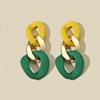 Aretes de plata S925 estilo francés retro irregular de color contrastante con pintura en aerosol para mujer, aretes sencillos comodín con temperamento, venta al por mayor de aretes
