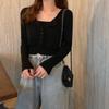 Estilo Transfronteiriço Outono Novo Estilo Coreano Sexy Regata Sem Mangas Slim Fit Curto Cardigã de Tricô Conjunto de Duas Peças Feminino