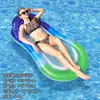 Plataforma flotante inflable de nuevo diseño transfronterizo con degradado morado y rosa, entretenimiento de verano en piscina, cama flotante individual, PVC engrosado con malla