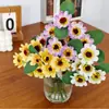 Flores Artificiais, Margaridas Pequenas, Flores Gerbera para Casamentos, Decorações de Vaso para Sala de Estar, Flores Artificiais de Haste Única, Buquês de Violetas para Decoração