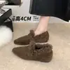 Otoño e Invierno Cabello Rizado Zapatos Birkenstock Ropa de Exterior para Mujer Calentitos con Felpa Zapatos de Algodón Perezosos sin Cordones Cuero Mate Retro Medias Zapatillas