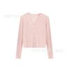Cárdigan Hueco de Hilo de Nudo de Bambú para Mujer Versátil Chaqueta Cardigan de Punto con Cuello en V Nuevo Estilo Primavera y Verano