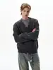Suéter MRNEARLY estilo americano con media cremallera y efecto desgastado, colección otoño/invierno para hombre, corte holgado y relajado, con un diseño único y elegante