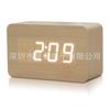 Reloj de madera LED despertador electrónico digital creativo Mini pequeño despertador con control de voz, silencio, luz de fondo