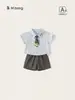 Ropa Infantil Bangxuan Camisa de Verano para Niños Traje Formal para Bebé Niño de un Año Conjunto de Dos Piezas Ropa para Bebés Niños
