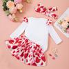 Novedad primavera y verano 2025 venta al por mayor de fábrica ropa para niñas ropa para fiesta del día de San Valentín traje de falda larga hayi de manga larga