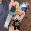 Chaveiro de Urso Mecânico Luminoso com Gradiente Galvanizado Desenho Animado Cool Pingente de Bolsa Criativo Chaveiro Pequeno Presente Atacado