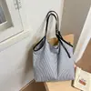 2026 Nuevo Bolso de Hombro Rayado de Moda Estilo Coreano Trendy Casual Gran Capacidad Bolso de Mano Simple Artístico Estilo Bosque para Mujer