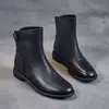 Liquidación Botas de Cuero Suave de Alta Calidad para Mujer Estilo Británico Otoño/Invierno 2026 Nuevas Botas Cortas Versátiles de Suela Plana Estilo Martin