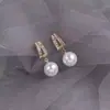 Pendientes de Borla Geométrica con Perlas y Diamantes Estilo Francés, Pendientes Elegantes y de Moda Estilo Dama, Pendientes de Lujo Ligero y de Gama Alta