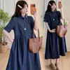 Ropa de Maternidad 2026 Nuevo Vestido de Verano para Maternidad Vestido de Mezclilla Tencel de Manga Corta Vestido de Lactancia
