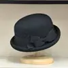 Sombrero de Pescador con Lazo de Malla para Mujer Estilo Socialité Francés, Sombrero de Fieltro de Lana Australiana para Otoño e Invierno, Sombrero de Cubo con Ala Enrollada Estilo Hepburn
