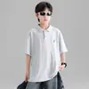 Nueva Camisa Polo Bordada de Verano para Niños, Camiseta de Manga Corta Estilo Coreano Holgada, Top Casual de Moda para Niños Mayores