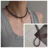 Collar de cuentas negras redondas con costuras, moderno y moderno, para mujer, estilo nuevo, cadena de clavícula de alta calidad con diseño de celebridad de Internet.