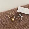 Anel Aberto de Metal com Pérola de Tamanho Gentil Retro Francês Elegante Simples Moda Versátil ni ni ni mesmo estilo de anel