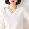 Suéter 100% lana otoño e invierno Nuevo cuello en V para mujer de cachemir tejido suelto jersey para usar debajo estilo coreano versátil suéter 2022