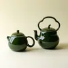 Tetera de Té Verde de Hoja de Bambú Original de Alta Calidad, Tetera Creativa de Cerámica de Lujo Ligero para Una Persona, Juego de Té Kung Fu