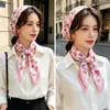 Pañuelo Cuadrado Pequeño Azul Fresco y Elegante de 70 cm, Nuevo Accesorio de Moda Primavera/Verano para Bolsos, Pañuelo de Seda Artificial