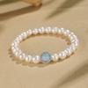 Pulsera de Cuentas de Perla de Agua Dulce Natural y Cristal Aguamarina para Mujer, Moda de Alta Gama, Nuevo Pulsera de Cuerda de Mano de Polvo de Caballo Chino