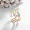 Japonês e coreano novas linhas multi-camadas zircão anel cruz anel feminino vento frio anel aberto exagerado dedo indicador atacado atacado
