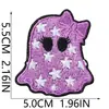 Bolsa de mezclilla y lona con diseño de fantasma de dibujos animados divertido de tema oscuro, parche de aplicación de aplique de parche de hierro bordado para ropa