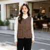 Chal de punto fino con patrón de rombos 510, chaqueta sin mangas cálida y engrosada de otoño e invierno, chaleco versátil de corte holgado