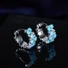 Diseño de Pendientes Nicho Pendientes Redondos Azul Turquesa Círculos de Circonita Microincrustados Lujo Accesible Pendientes Medievales Elegantes para Mujer