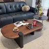 Mesa de Centro de Madera Maciza Estilo Medieval para Sala de Estar, Adecuada para Apartamentos Pequeños, Mesa de Centro Minimalista Combinada de Madera Maciza, Juego de Mesas de Café Ovaladas de Gama Alta