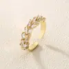 RAKOL Anillo Abierto Geométrico Irregular de Cobre Incrustado con Circonita, Simple, Europeo y Americano, Transfronterizo, Anillo de Dedo Versátil para Mujer