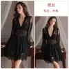 Camisola Sexy Renda Franzida com Bojo e Robe, Estilo Rosa Pura Tentação Desejo, Conjunto de Lingerie Feminina Plus Size P4058