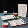 Plato para Comida Rápida de Melamina, Plato Dividido, Plato para Buffet de Cafetería Escolar Comercial, Plato Creativo de Cuatro Compartimentos, Juego de Vajilla Espesada