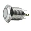 Interruptor de Botón Metálico de 16 mm Auto-retorno Anillo con Luz Cabeza Plana Pin Impermeable Pequeño Pulsador Impermeable Acero Inoxidable