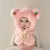 Gorro Bufanda para Bebé con Protector de Cuello Integrado Otoño e Invierno Gorro con Protección para Orejas de Bebé Lindo Súper Lindo Gorro de Peluche para Niños y Niñas