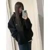 Suéter Cardigan con Capucha de Diseño de Marca Americana de Moda para Mujer Otoño e Invierno 2025 Nueva Chaqueta Negra Oversize