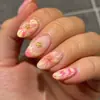 2025 Venda Quente Transfronteiriça Unhas Amêndoa Nova Tecnologia 3D Puro Desejo Flor Doce Unhas Usáveis Unhas Postiças Removíveis Produto Acabado