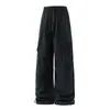 Calça Softshell Outdoor com Bolso Grande Estilo Americano Calça Cargo Reta Unissex Retro Solta de Perna Larga Versátil Casual