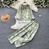 Elegante conjunto casual estampado de dos piezas para mujer, top de manga larga y pantalones de pierna ancha para otoño, atuendo versátil para ir al trabajo, nuevo modelo de otoño 2026