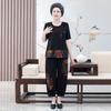 Traje de mujer de mediana edad y anciana, camiseta de verano de manga corta para abuela, traje de dos piezas para madre gorda, ropa de verano para esposa de talla grande