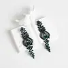 Pendientes Amazon transfronterizos, extragrandes, electrochapados, elegantes, de estilo largo, con un toque de alta gama, adornados con borlas y pedrería negra