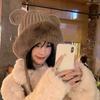 Gorro Lei Feng japonés con orejas de oso para mujer, otoño e invierno, lindo, para niña, tejido con forro polar, de felpa, para esquí, de lana, a la moda