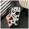 Funda para teléfono móvil Apple 16promax con flor negra nicho para iPhone15 absorción de impactos anticaída 14 funda blanda transparente