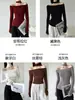 Top de punto con cuello halter estilo francés inspirado en Hong Kong, estilo Té Rojo, Cumpleaños, Compromiso, Navidad, Año Nuevo, Suéter Sexy Rojo Angora