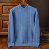 Suéter base de lana para otoño e invierno, holgado y grueso, de punto base jacquard liso para hombre, cuello medio alto, suéter base de cachemira, transfronterizo