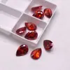 Zirconia Cúbica Naranja-Rojo en Forma de Pera, Piedra Suelta de Circonia Cúbica, Rhinestone de Rubí Naranja en Forma de Gota de Agua, Piedra para Accesorio de Joyería